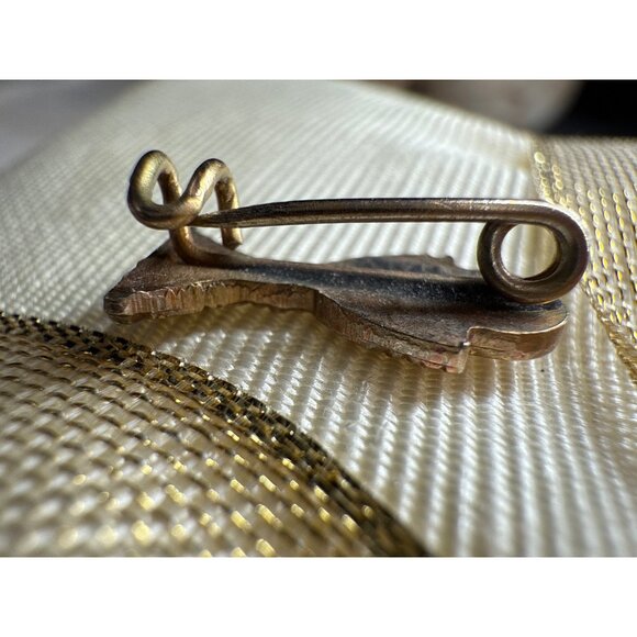 Vintage Italian Gold Chalice Pin Brooch With IHS Inscription - Teenie Tiny - Picture 8 of 10